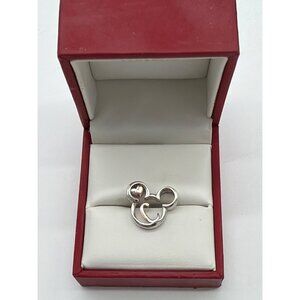 Disney Sterling Silver 925 Mickey Mouse Pendant With Heart Accent